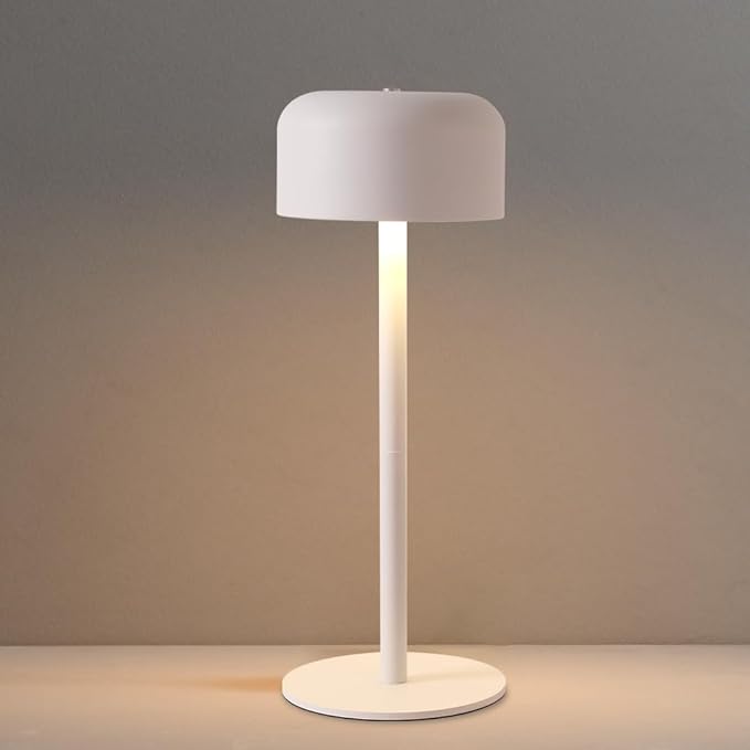 Modern Cordless Table Lamp, Portable LED Desk Lamps, 6000mAh Rechargeable Battery Operated Lighting for Bedroom Dining Room Restaurant Coffee Shop Camping Night Light (White)