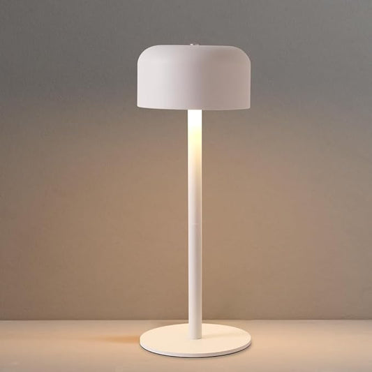 Modern Cordless Table Lamp, Portable LED Desk Lamps, 6000mAh Rechargeable Battery Operated Lighting for Bedroom Dining Room Restaurant Coffee Shop Camping Night Light (White)