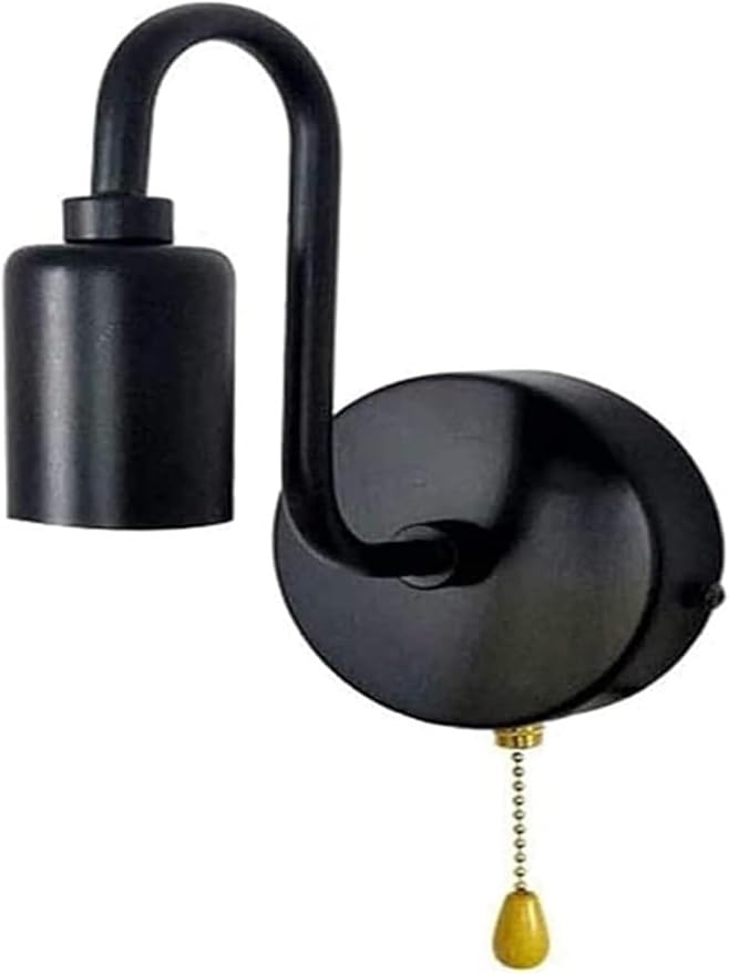 Vintage Black Iron Wall Sconce Industrial Retro Light E27 Base Pull Cord Switch Wall Wash Lantern for Cafe Office Restaurant