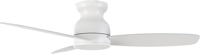 Carro 48 Inch Flush Mount Ceiling Fan without Lights, Ceiling Fan with Remote Low Profile White, 10-Speed Reversible DC Motor, 3 Dual Finish Blades, Indoor for Bedroom