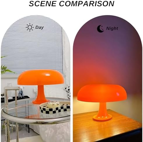 Mushroom Table Lamp - Retro Design for Living Room, Office, Bedroom - Stylish and Functional Orange Mushroom Lamp
