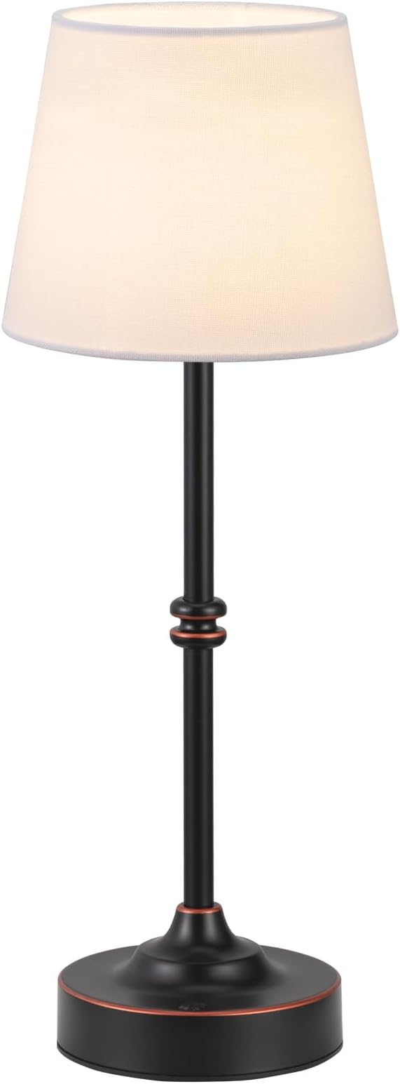 Kakanuo Rechargeable Cordless Table Lamp Bronze - 1 Pack 4000mAh Battery Operated Lamp, Touch Control Stepless Dimming, for Home Decor, Dining Table, Living Room, Bedroom