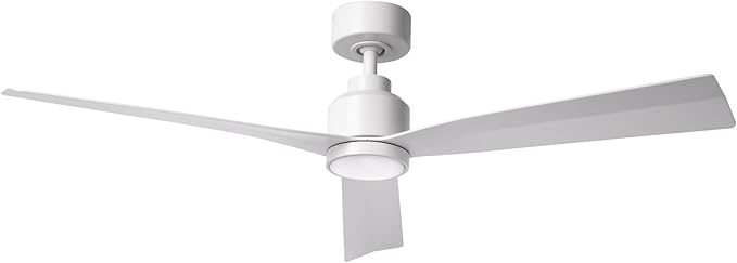 Clean Indoor/Outdoor 3-Blade Smart Compatible Ceiling Fan 52in Matte White with 3000K LED Light Kit and Remote Control with Wall Cradle. Works with iOS/Android, Alexa, and Google Assistant.