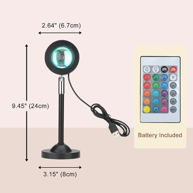 Fall Sunset Lamp Projector Light 180° Adjustable Sunset Mood Lamp, 4 Modes, Remote Control RGB Ambient Night Light for Bedroom.