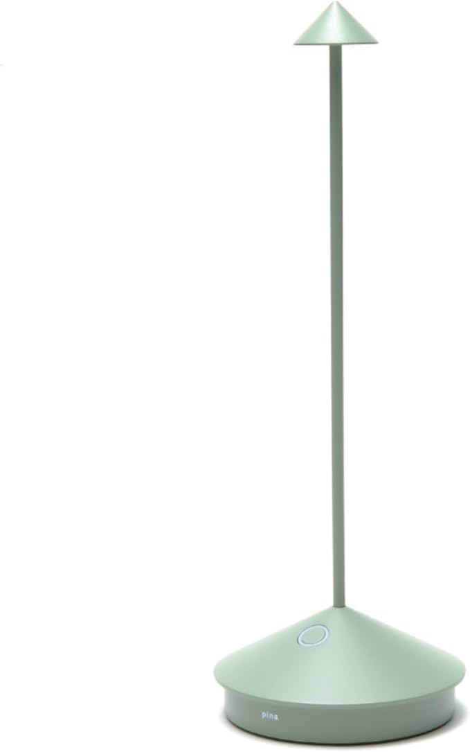 Zafferano, Pina Pro Lamp, Rechargeable Cordless Table Lamp with Touch Controls, Suitable for Indoor and Outdoor, Dimmer, 2200-3000 K, Height 11.4 Inches, Sage Color