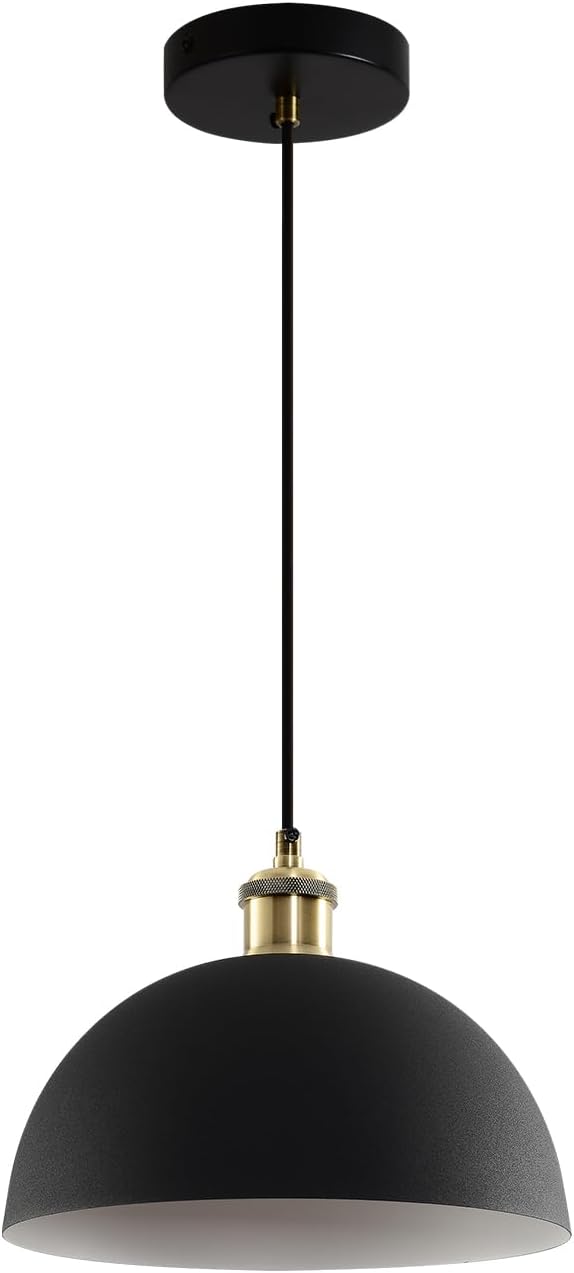 Modern Pendant Light 9.84 "Industrial Dome Pendant Light Black and White Finish Lighting line Length Pendant light78.74 Kitchen Island, Bedroom, Corridor, bar,Farmhouse
