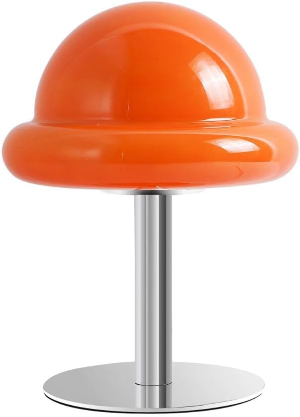 Orange Mushroom Lamp,Mid Century Modern Table Lamp,Warm Lamp for Bedroom,Mushroom Decor for Living Room Nightstands