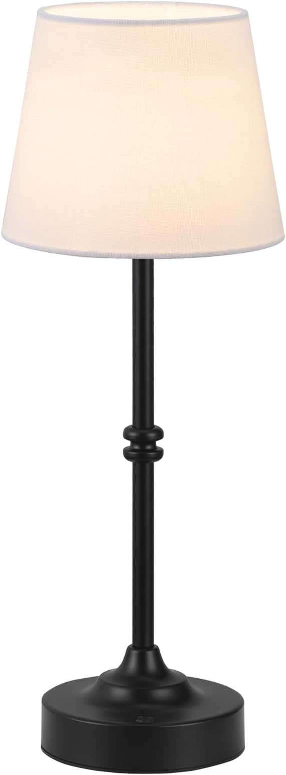 Kakanuo Rechargeable Cordless Table Lamp Black - 1 Pack 4000mAh Battery Operated Lamp, Touch Control Stepless Dimming, for Home Decor, Dining Table, Living Room, Bedroom