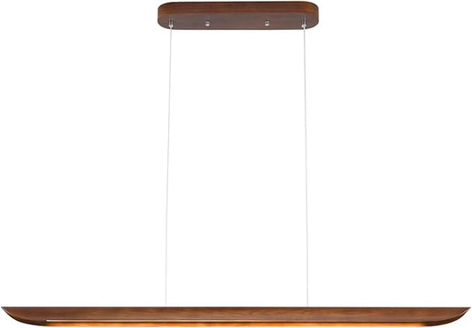 47" Wood Linear Pendant Light Modern Dimmable Kitchen Island Lighting with Remote 36W LED Island Lights Adjustable Linear Chandelier for Dinning Room Light Fixture, Bar, Pool Table Light Walnut Color
