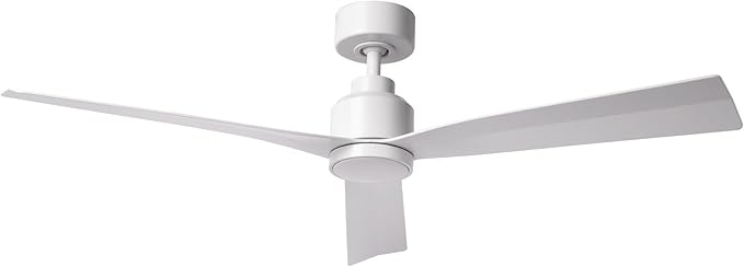 Clean Indoor/Outdoor 3-Blade Smart Compatible Ceiling Fan 52in Matte White with Remote Control and Wall Cradle. Works with iOS/Android, Alexa, Google Assistant, Samsung SmartThings, and Ecobee.