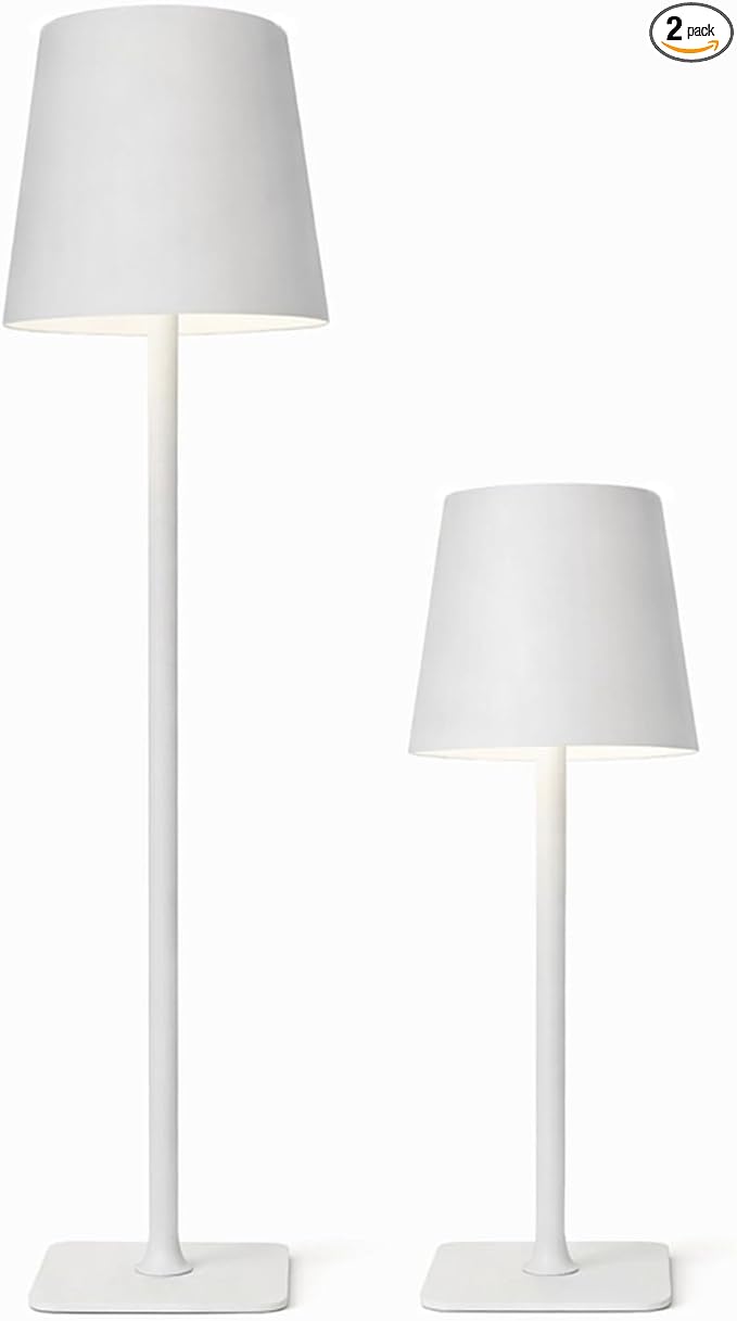 2 Pack Cordless Table Lamps Rechargeable, Battery Operated Touch Dimmable LED Lamp with 3 Color Temperatures, Adjustable Height Wireless Table Lamp for Restaurant, Bar, Bedroom