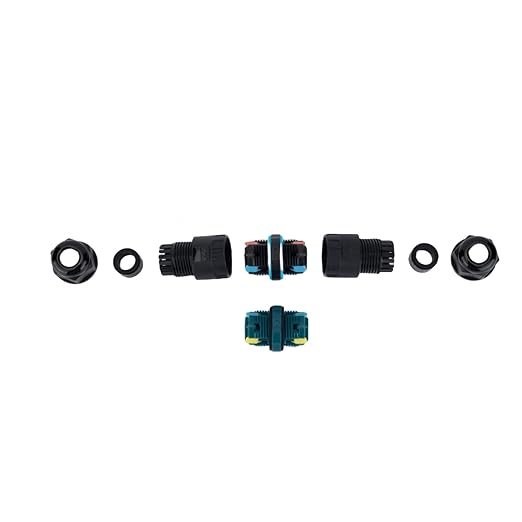 M20-3pin IP68 Waterproof Wire Connectors,Black Weathertight Electrical Connector for Outdoor Junction Box, Low Voltage 3 Wire Waterproof Splice Kit, Extension Cord Connector（ 4PCS ）