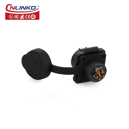 CNLINKO LP-12 Industrial Waterproof Connector IP68 Circular Connector Quick Plugging Aviation Connector PBT Plastic Shell Connector Fast Release Connector M12 2-8 Pin Flange Socket (6 Pin)