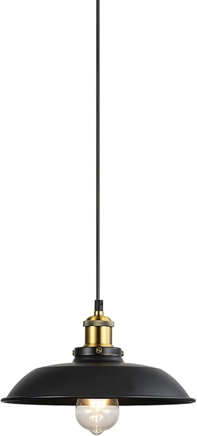 Newrays 1 Pack Black Farmhouse Pendant Light, Industrial Ceiling Lights Fixture for Restaurant Island Hallway Dining Room