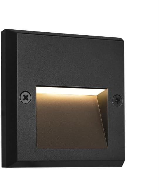 GKOLED 6-Pack Slim Square Low Voltage Deck Post Lights, Outdoor Step Lights, 12V Fence Railing Lighting Fixtures, Die-cast Aluminum, Black, 3000K