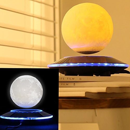VGAzer Levitating Moon Lamp,Floating and Spinning in Air Freely 16 Colors with Gradually Changing LED Lights for Home,Office Decor,Unique Holiday Gifts,Night Light (White Moon)