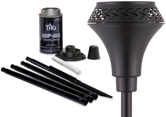TIKI Island King 65" Metal Outdoor Torch – Weather-Resistant, Decorative TIKI Torch with Long-Lasting Wick, Snuffer & Easy-Pour Wide-Mouth Canister for Patio, Backyard & Garden