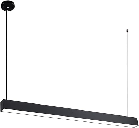 2.4G Remote Series LED Linear Light Fixture with Remote, 4FT 43W Downlight and 7W Uplight, 3000K-6000K Color Changing, Dimmable Hanging Office Shop Light, Black