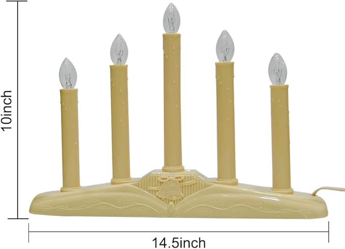 GOOTHY 5 Lights Electric Window Candle Lamp, 1 Pack Christmas Electric Candoliers Ivory Base with 6 Clear C7 Bulb (1 Spare Bulb), 5 Watt, 3Ft Cord, Candle Lamp Plug in and Ready to Use