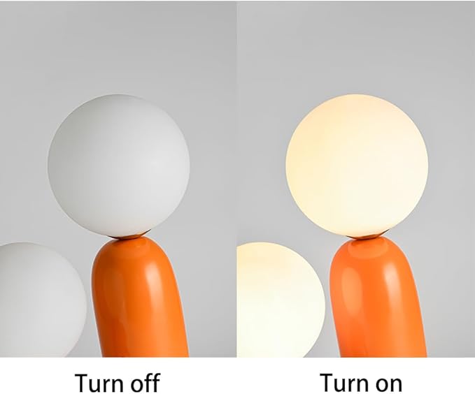 Modern Orange Cactus Shape 2 Lights Table Lamp Mushroom White Milk Globe Glass Table Light Cute Resin Light Fixtures for Bedroom Living Room Children’s Room Kid’s Room Corner