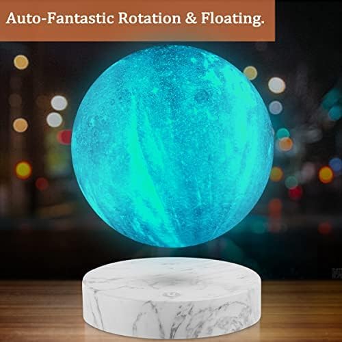 Floating and Levitating Moon Lamp with 16 Colors Ball, 3D Printing Moon Lamp Night Light, Magnetic Levitation Table Lamp,Spinning Freely, Cool Desk Lamp,Preety Gifts, Office Room Decor