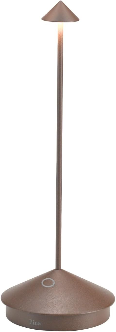 Zafferano, Pina Pro Lamp, Rechargeable Cordless Table Lamp with Touch Controls, Suitable for Indoor and Outdoor, Dimmer, 2200-3000 K, Height 11.4 Inches, Rust Color