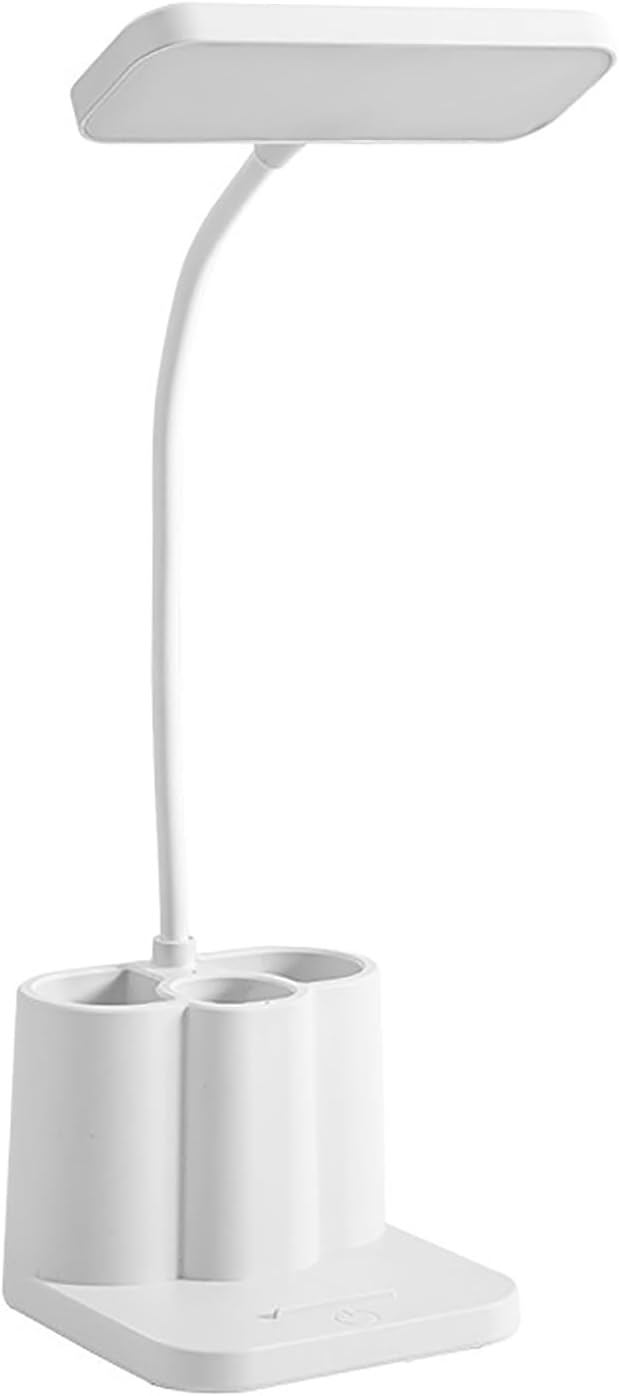 GLOGLOW LED Desk Lamp, Dimmable with Adjustable Color and Pen Holder, Eye Protection Bedside Light for Study and Office Use (Rechargeable Version)