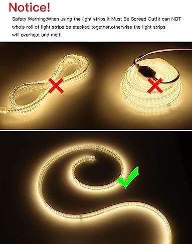 Outdoor LED Strip Lights,110V Cuttable 6.56ft/2M LED Rope Lights Waterproof 3500K for Indoor Outdoor,Eaves,Backyards Garden,Landscape Lighting