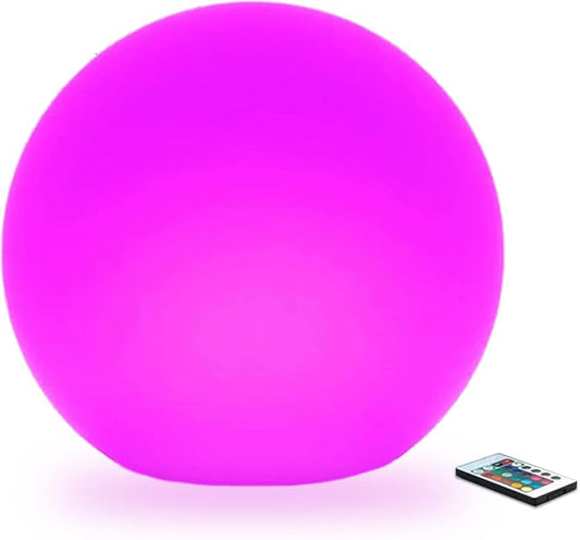 LED Glowing Ball Light, 8-Inch Cordless 16 Color Changing and 4 Light Modes Kids Night Light, Rechargeable & Dimmable Mood Lamp with Remote Control, Perfect for Home Patio Yard Accent Decor