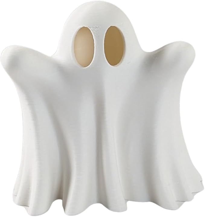 RedFive Light Up Ghost Decoration – 3D Printed LED Tea Light Halloween Decor – Cute Spooky Accent for Home, Mantel & Table – Handmade in Michigan USA