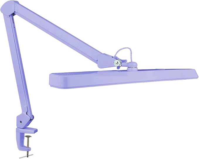 Neatfi Task Lamp – 2,500 Lumens, 30W, 22-Inch Wide Shade, 4 Brightness Levels, Eye-Caring Light, Clamp Mount, LED Task Light for Manicure Table, Crafts, Workbench, Office (Non-CCT, Lavender)