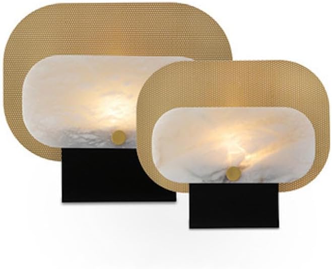 Enigma W Modern Bauhaus Alabaster Table Lamp with Black Iron Base | 2700K Warm White LED | Dimmable led lamp for Bedroom, Living Room, Office | W 42cm x H 36cm