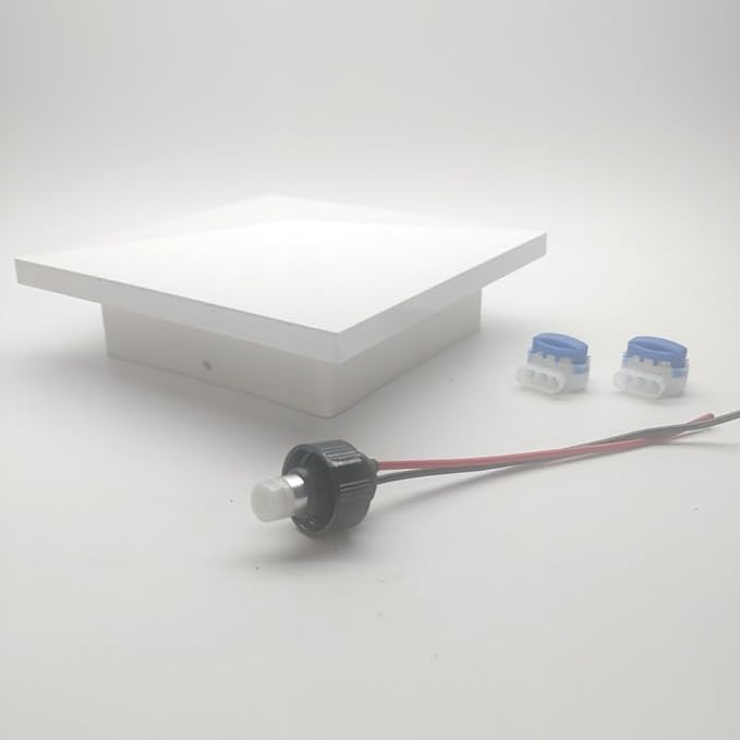 DekLights® DIY Line LED Lighted Post Cap for 4x4 Deck/Fence Posts. Wired 12volt Low Voltage with Replaceable LED Light Bulb. for Your Vinyl or Composite railings. Made in USA (White Cap 6000k Bulb)