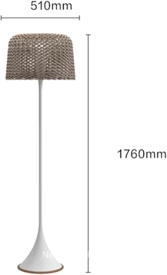 Serenity Metal & Rattan Floor Lamp | 3000K LED Standing Lamp for Indoor & Outdoor Use | Modern Living Room, Bedroom & Balcony Lighting | Weather Resistant & Easy Assembly - Solar