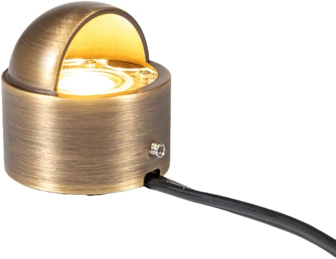 VOLT 12V 1W 2200K Candlelight IP67 Watertight 100 Lumen Solid Brass BuddyPro LED Puck Light (Beacon Top) for Deck, Step or Hardscape Outdoor Lighting