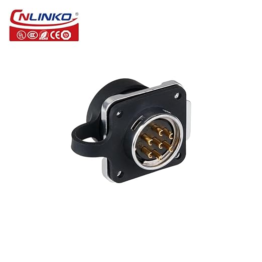 CNLINKO LP-20 Industrial Waterproof Connector IP68 Circular Connector Quick Plugging Aviation Connector Anti-Interference Shell Fast Release Connector M20 2-12 Pin Flange Socket (7 Pin)