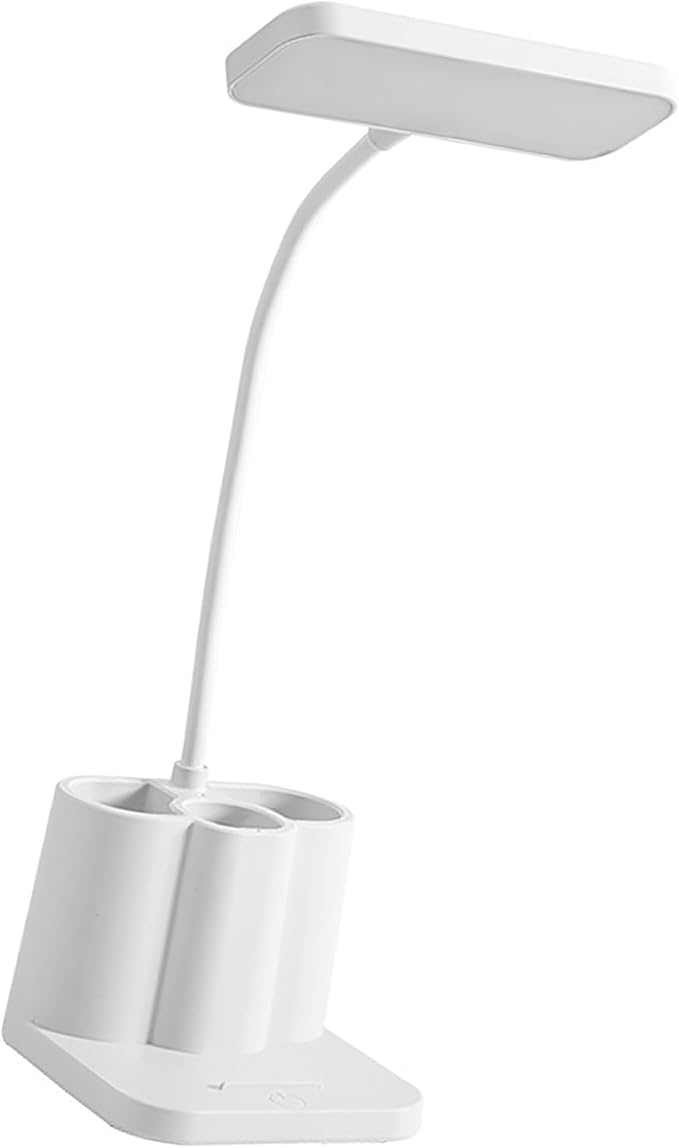 GLOGLOW LED Desk Lamp, Dimmable with Adjustable Color and Pen Holder, Eye Protection Bedside Light for Study and Office Use (Plug in Version)