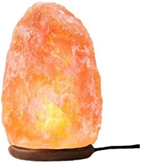 AMOYSTONE Portable Salt Lamp 6-7 Inch, Natural Himalayan Crystal with Wood Base & Dimmer(4-6 lbs)