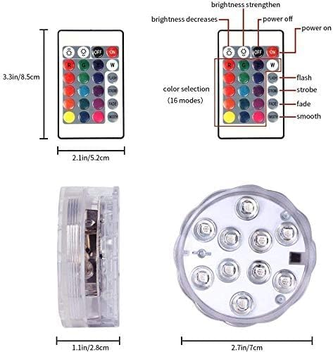 2Pack Submersible LED Lights Waterproof Pool Lights Underwater with 16 Colors, Remote Control for Aquarium, Bath, Hot Tub, Swimming Pool and Party Decoration