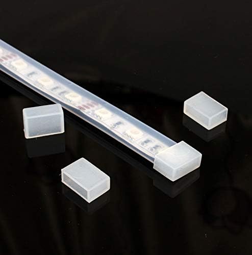 50 Pack End Cap Cover with Sealant for 10mm Wide Waterproof Silicone LED Strip Light