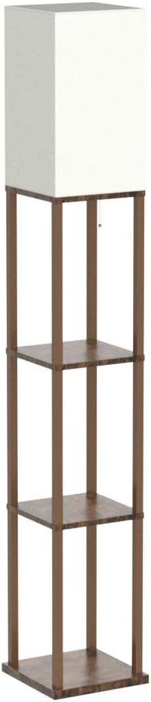 addlon Floor Lamp with Shelves, 4-Tier Modern Shelf Floor Lamp with 3CCT LED Bulb, Display Lamp for Living Room, Bedroom and Office - Brown