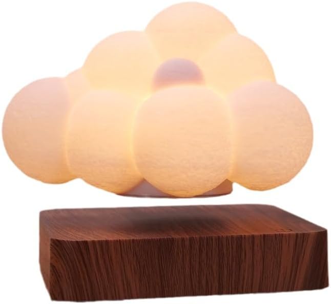 3D Floating Cloud Lamp Touch Control Magnetic Levitating Lamp LED 360° Rotation Cloud Lights Cute Night Light 3 Modes Lighting Unique Home Decor for Office Bedroom Gift Idea (Light Color)