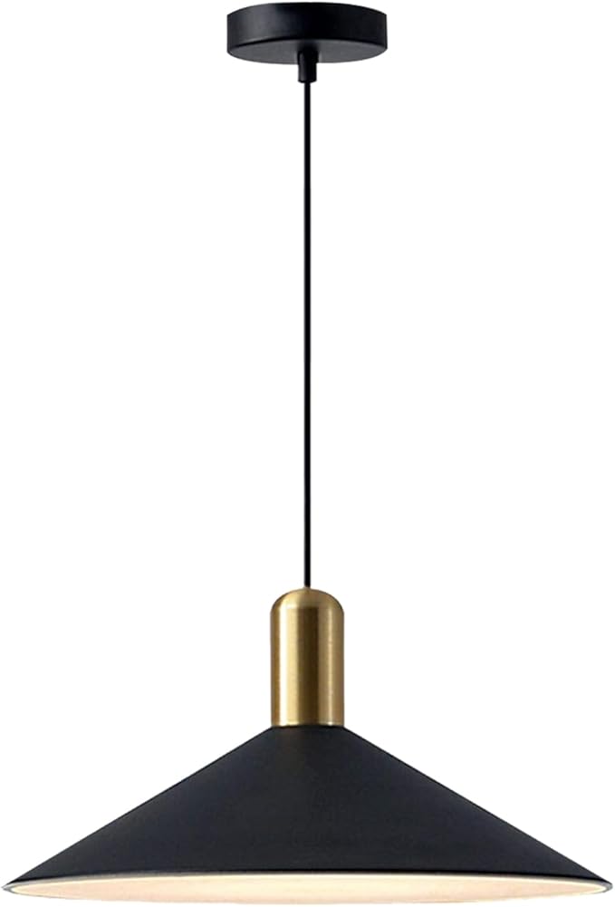 KCO Lighting Farmhouse Matte Black Barn Pendant Light 1-Light Mid Century Dome Pendant Lighting Industrial Cone Hanging Light Single Kitchen Island Light Fixture for Dining Room (Black)