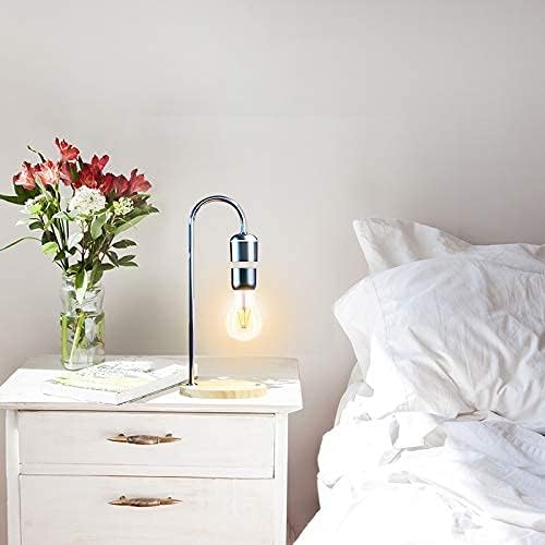 Unique Modern Levitating Lamp with Floating Light and Built-in Qi Wireless Charger, Simplistic and Innovative Design, Warm Decorative Night Light (Silver Bulb)