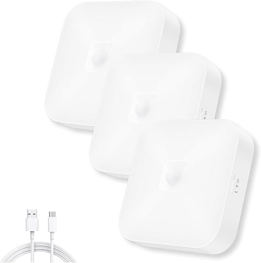 Rechargeable Motion Sensor Closet Light, Rechargeable Battery Operated Ceiling Light Wireless, 500LM Wireless Motion Activated Light for Shower Stairs Hallway Pantry Porch Garage, 5000K 3 Pack