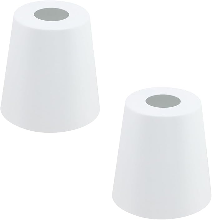 MY MIRONEY 2PCS White Barrel Metal Lampshade Hardware E27 Industrial Pendant Light Shade Vintage Chandelier Lamp Shades Cone Bulb Guard Table Desk Lamp Cover, 5.04" Height