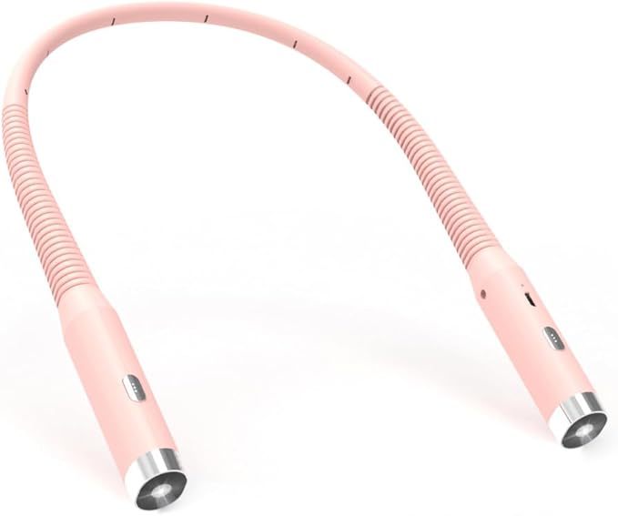LED Neck Reading Light, 3-Color & 3-Brightness Adjustable Bendable Neck Light, USB Rechargeable Book Light for Reading in Bed, Knitting, Crochet, Camping, Working, Book Lovers Gifts (Pink)
