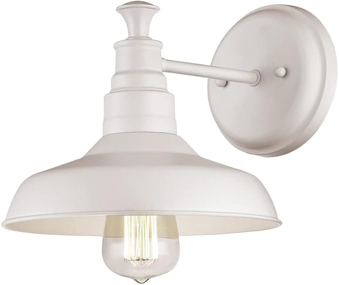 Design House 579649 Kimball Industrial Farmhouse 1-Light Indoor Wall Light with Metal Shade for Hallway Bathroom Kitchen Foyer, Antique White