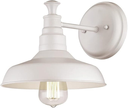 Design House 579649 Kimball Industrial Farmhouse 1-Light Indoor Wall Light with Metal Shade for Hallway Bathroom Kitchen Foyer, Antique White