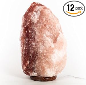 Bulk 12 Pack x 4-10 lbs Each Himalayan Salt Lamps Natural Hand Carved with Solid Wood Base, and Cord, Medium Size. Cord Included. Bulbs not Included